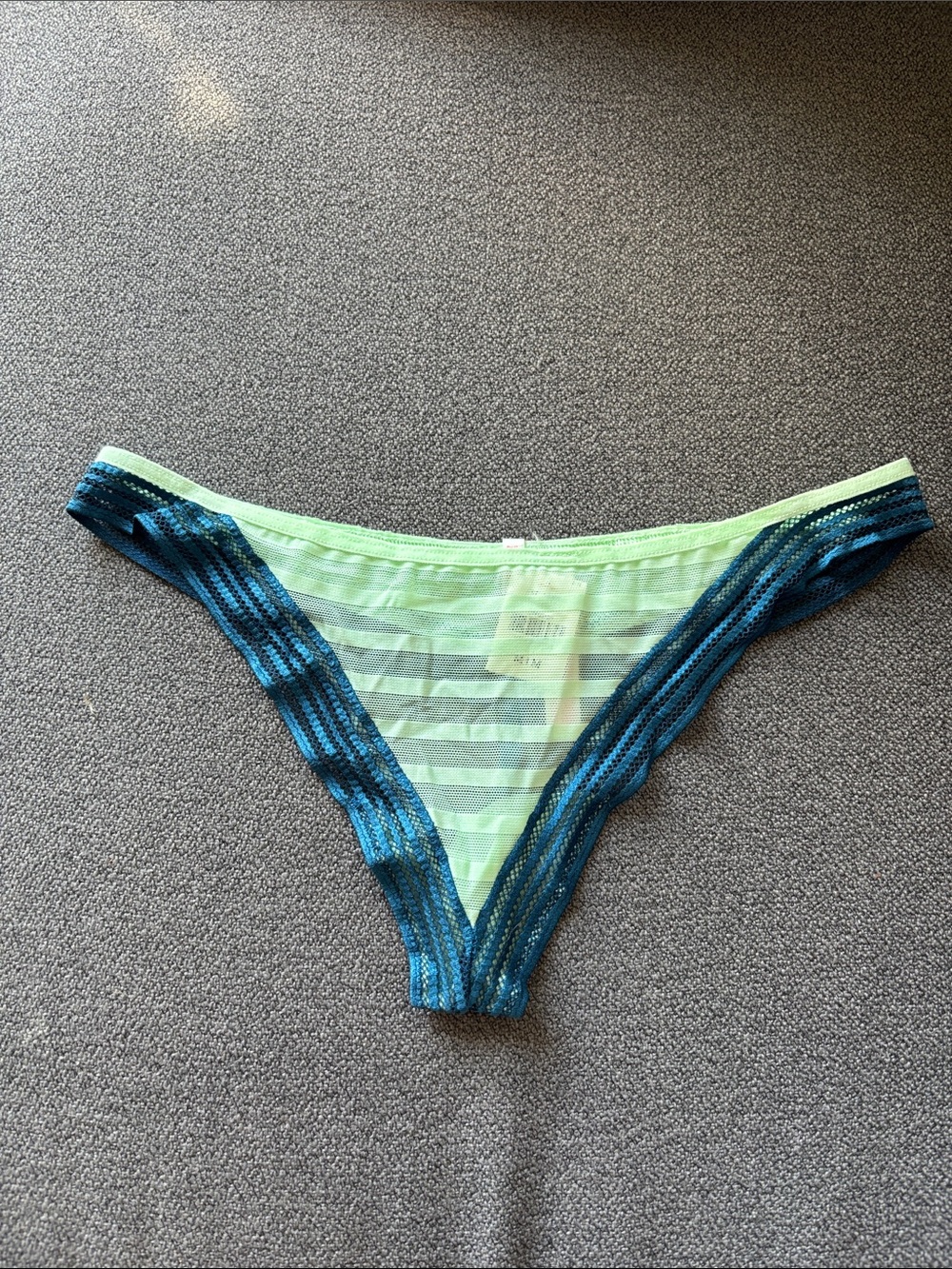 PINK Victoria's Secret Lime Green & Teal Lace Hipster Panty